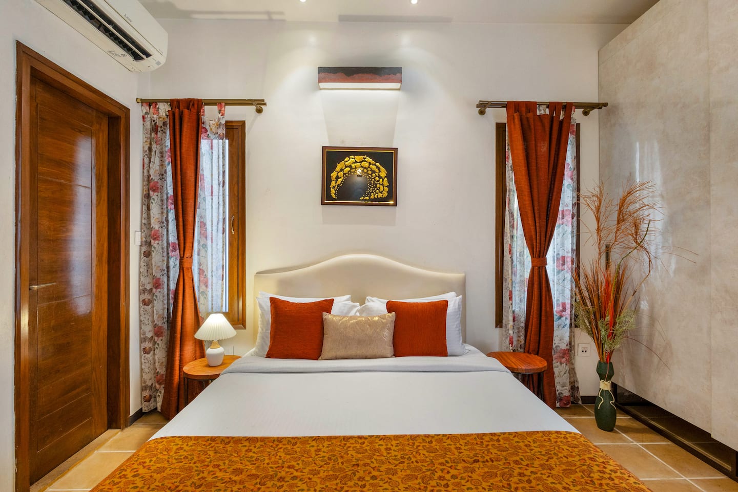 Earthy Bohemian Apartment with Bas-Relief Murals, HRBR Layout — Bumi Room