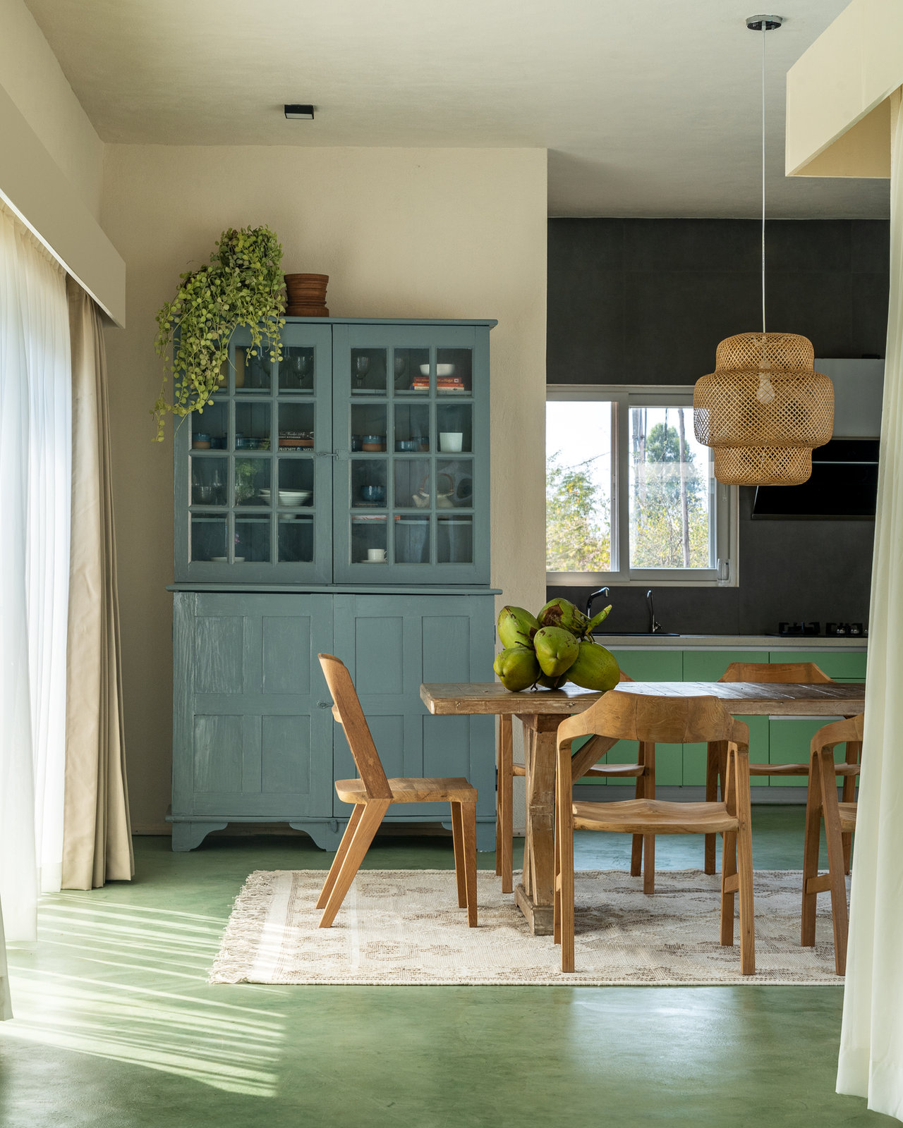 Mountain-Side Aesthetic Villa with Courtyards & Private Pool, Yellodu — Kitchen & Dining