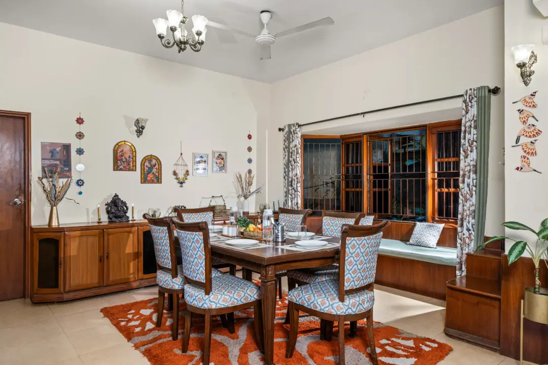 Bougain Blossom – 4BHK Luxe Retro Villa — Dining Hall