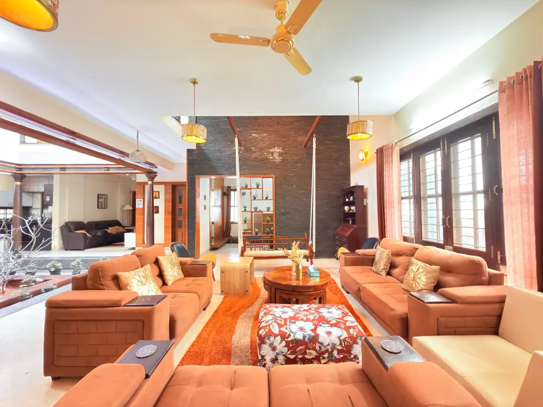 Lagoon Luxe – 4BHK Luxury Villa with Rooftop Pool — Living Area