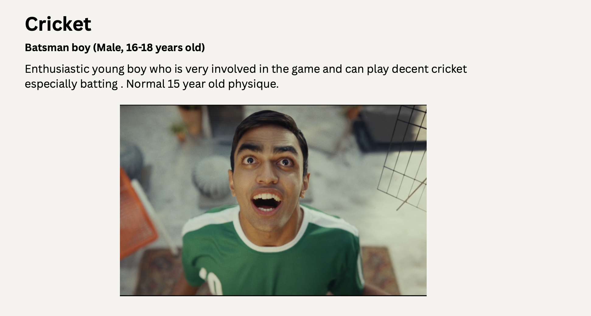 Reference for Batsman Boy (Male, 16–18 yrs)