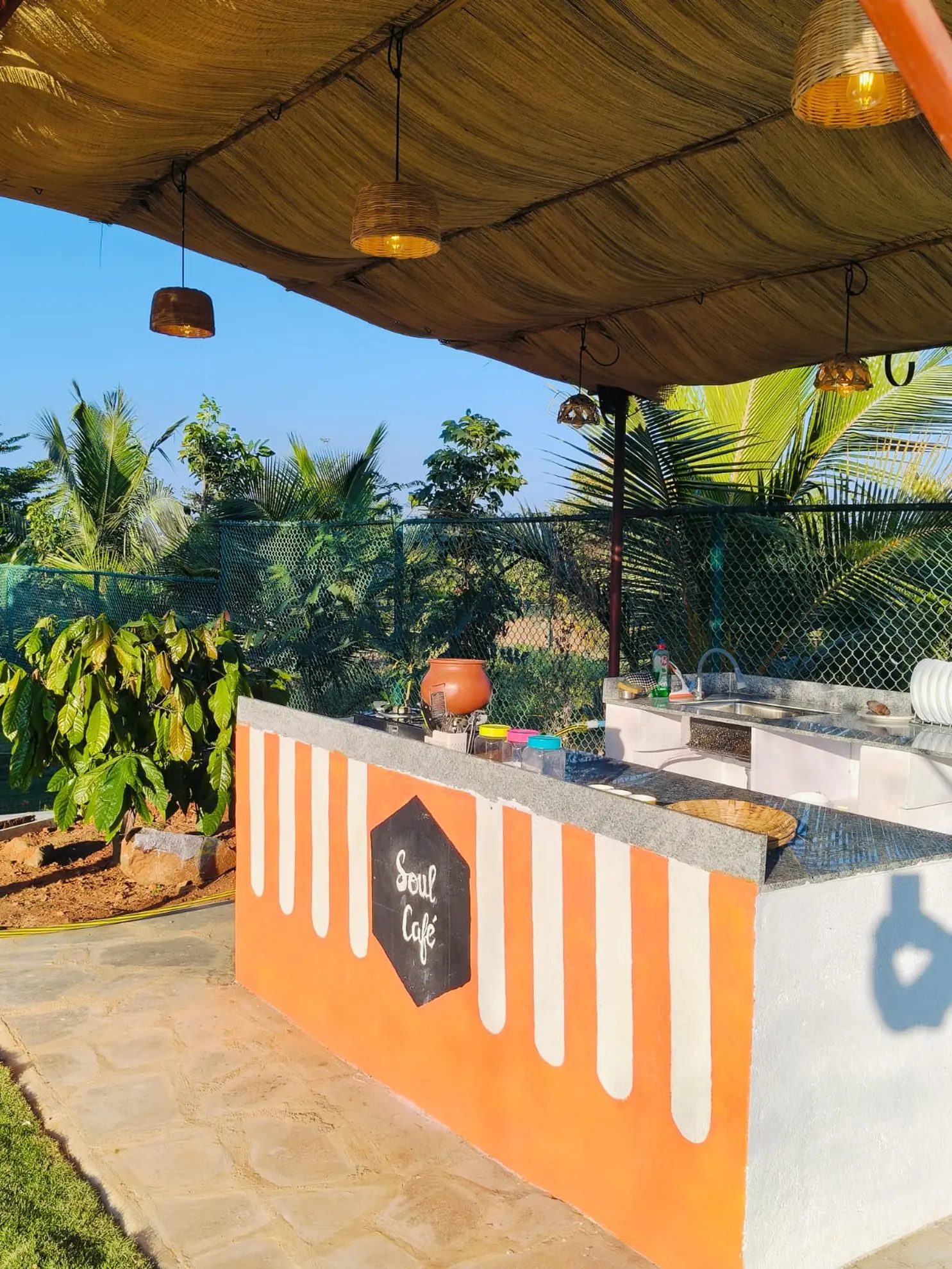Oasis Courtyard – 1BHK Home for Shoots in Hosur — Outdoor Kitchen