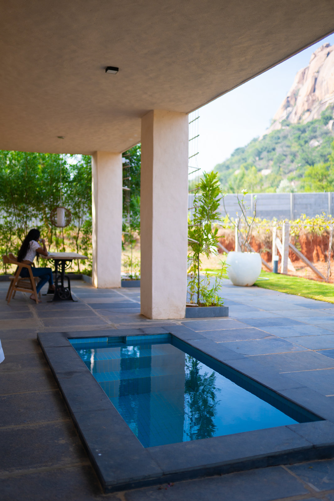 Hillside Studio Villa with Plunge Pool & Garden Shower, Yellodu — Plunge Pool & Verandah