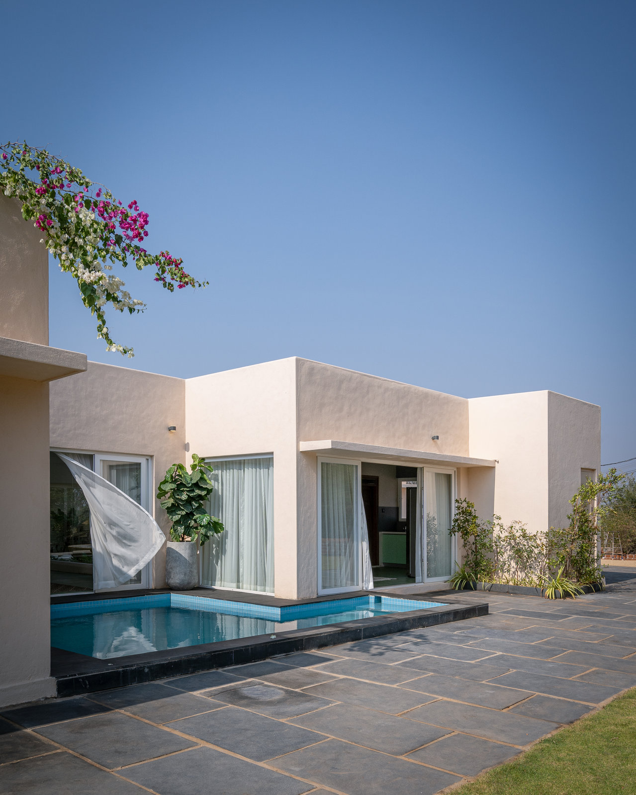 Mountain-Side Aesthetic Villa with Courtyards & Private Pool, Yellodu — Exterior & Hill Views