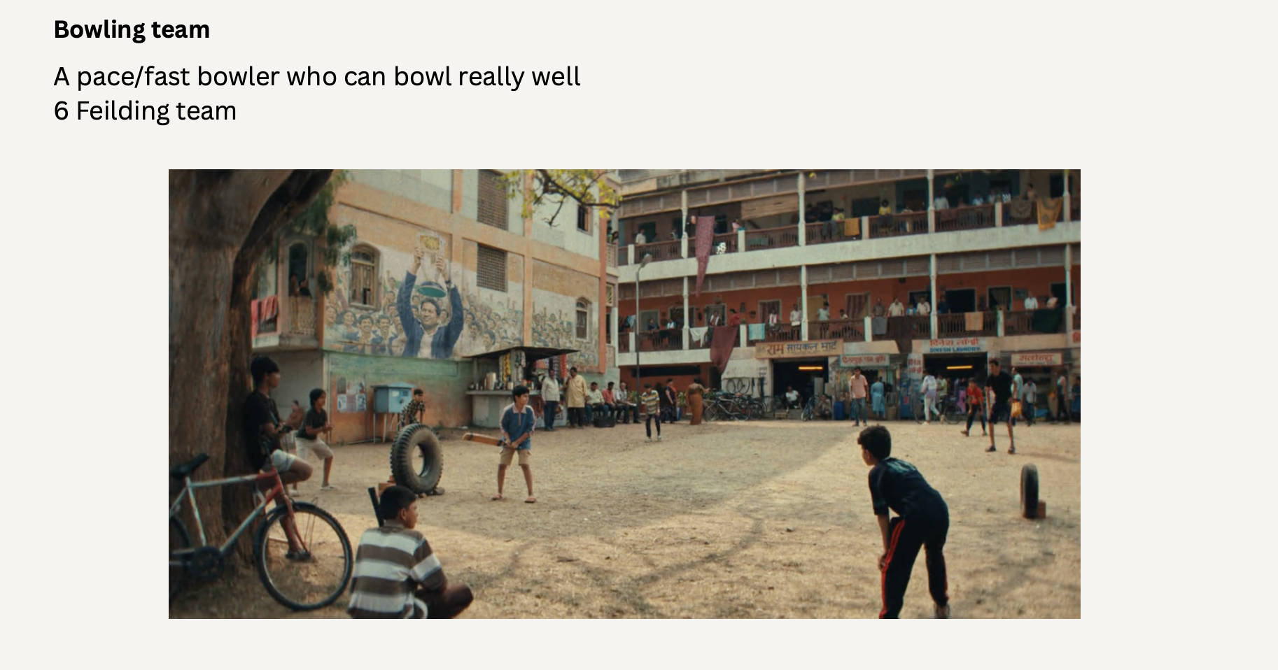 Reference for Bowling team -Fast Bowle and Fielding Teamr (Male, 16–22 yrs)